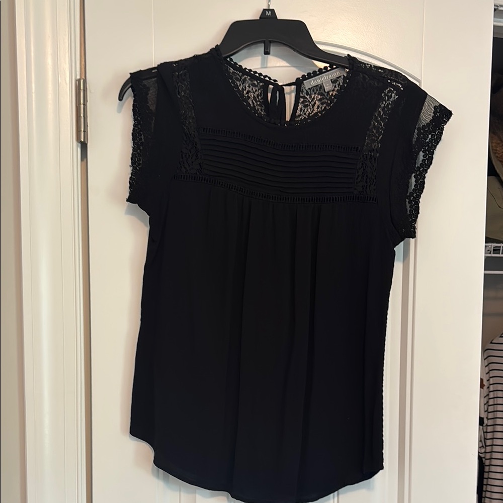 Black Lace Trim Women's Top